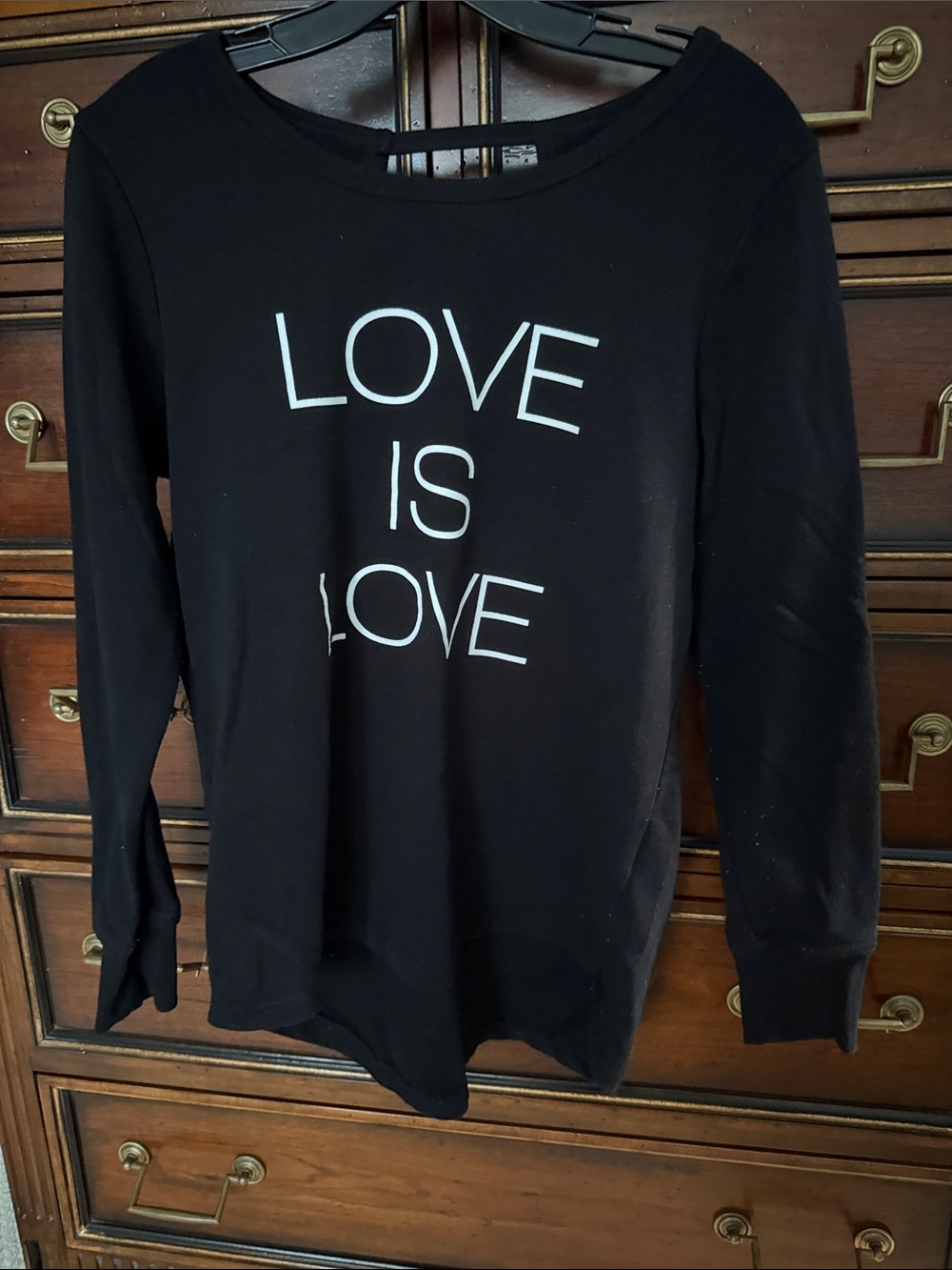 LOVE IS LOVE Black Graphic Long Sleeve Top
